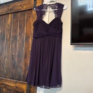 Elegant Purple Lace-Trimmed Dress